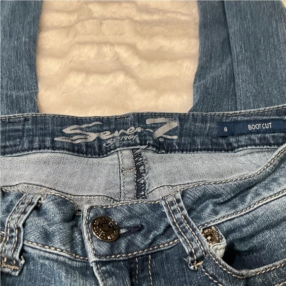7 Seven Women Boot Cut Jeans Embroidered Pockets Size 8 - Picture 3 of 11